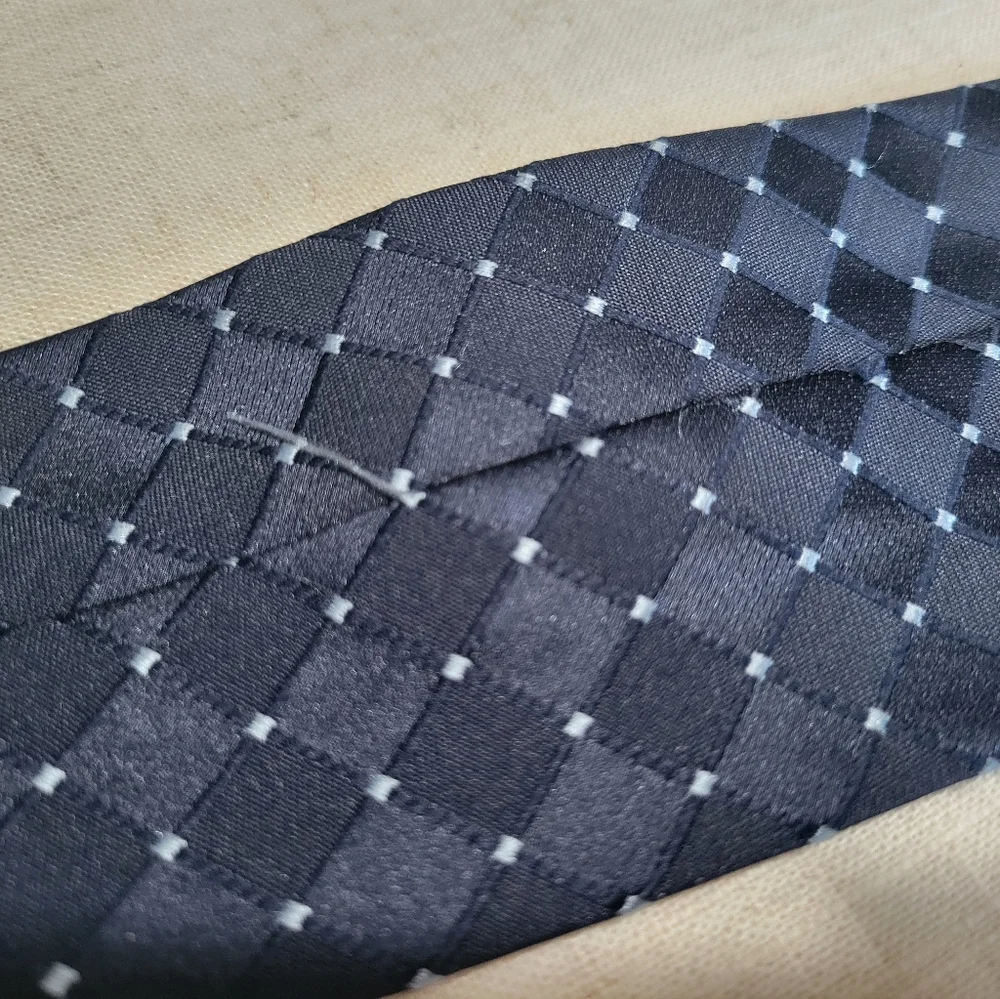 Christian Dior Cravates Monogram Tie Navy Blue Vintage Dots Fredericks & Nelson
